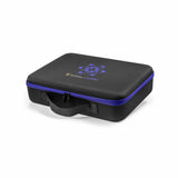 Closed hard-shell carrying case with purple zipper and ATOM logo, designed to securely transport the Sage Space stroboscopic light kit. img